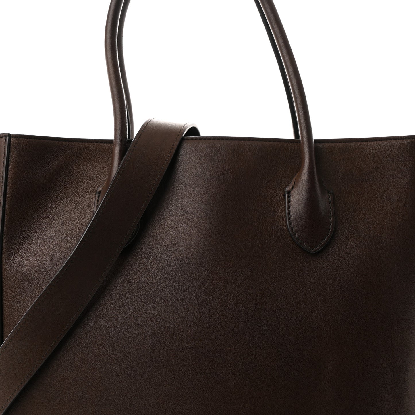 Calfskin Tall Day Luxe Tote Deep Brown