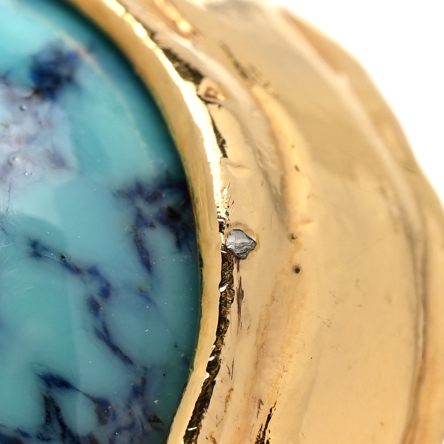 Glass Cabochon Arty Ovale Ring 53/6.5 Gold Turquoise