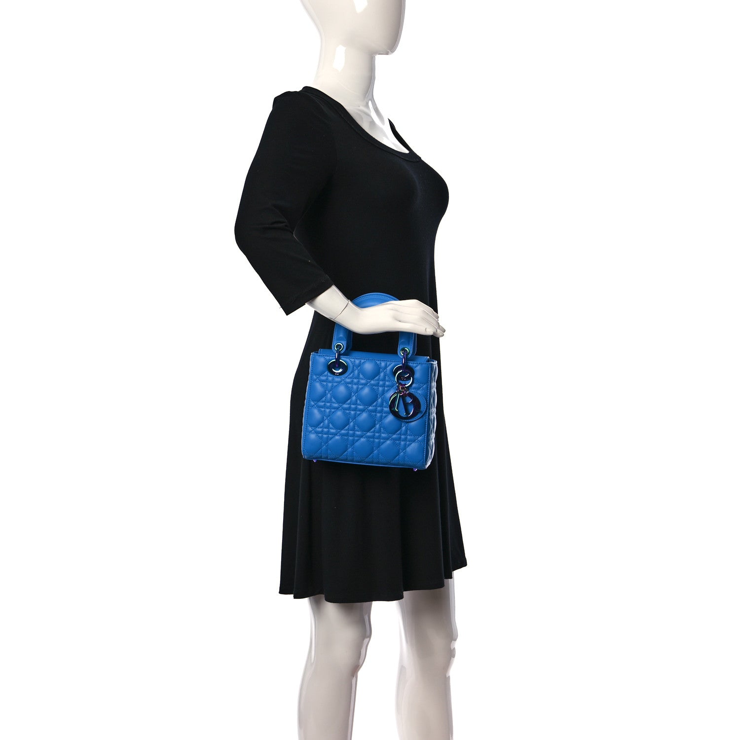 Christian Dior Lambskin Cannage Small Lady Dior Bright Blue 2 of 11