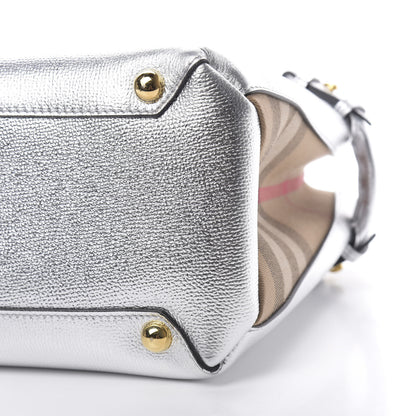 Burberry Metallic Grainy Calfskin House Check Medium Banner Tote Silver 11 of 12