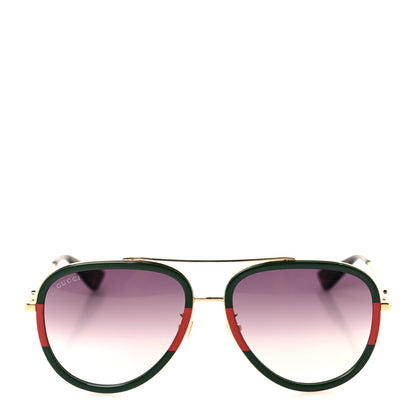 Gucci Metal Web Aviator Sunglasses GG0062S Green Red 2 of 6