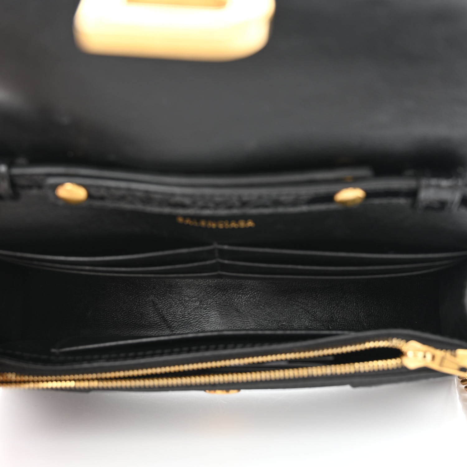 Balenciaga Shiny Calfskin Crocodile Embossed Hourglass Chain Bag Black 5 of 9