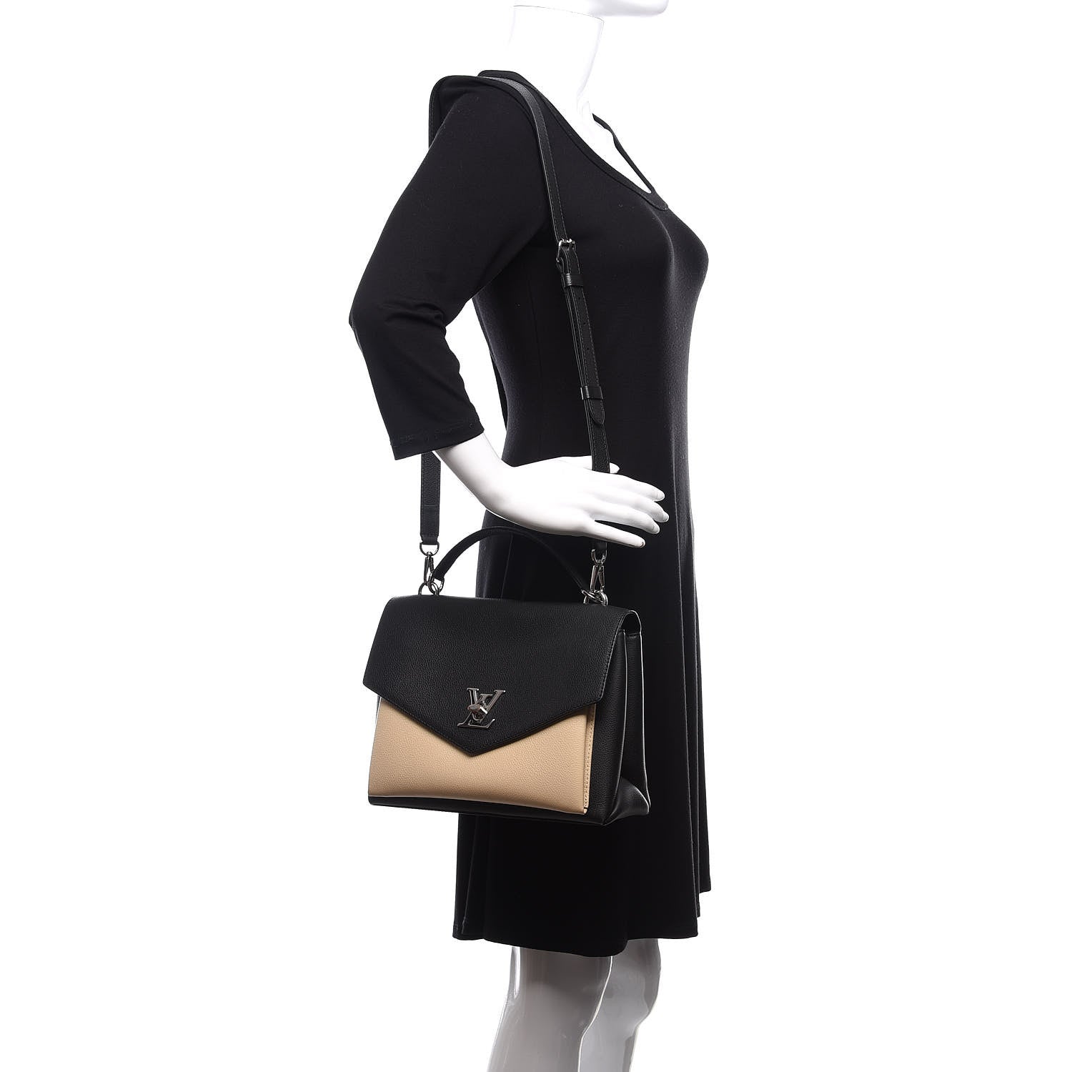 Louis Vuitton Soft Calfskin My Lockme Top Handle Vanille Black 2 of 15