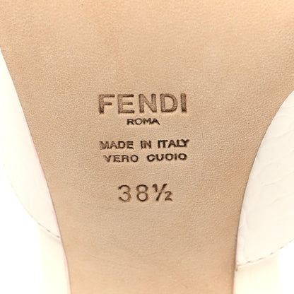 Fendi Calfskin Crocodile Embossed Promenade Mules 38.5 White 6 of 8