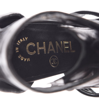 Chanel Calfskin Quilted Cut Out Boots 37 Black 8 of 12