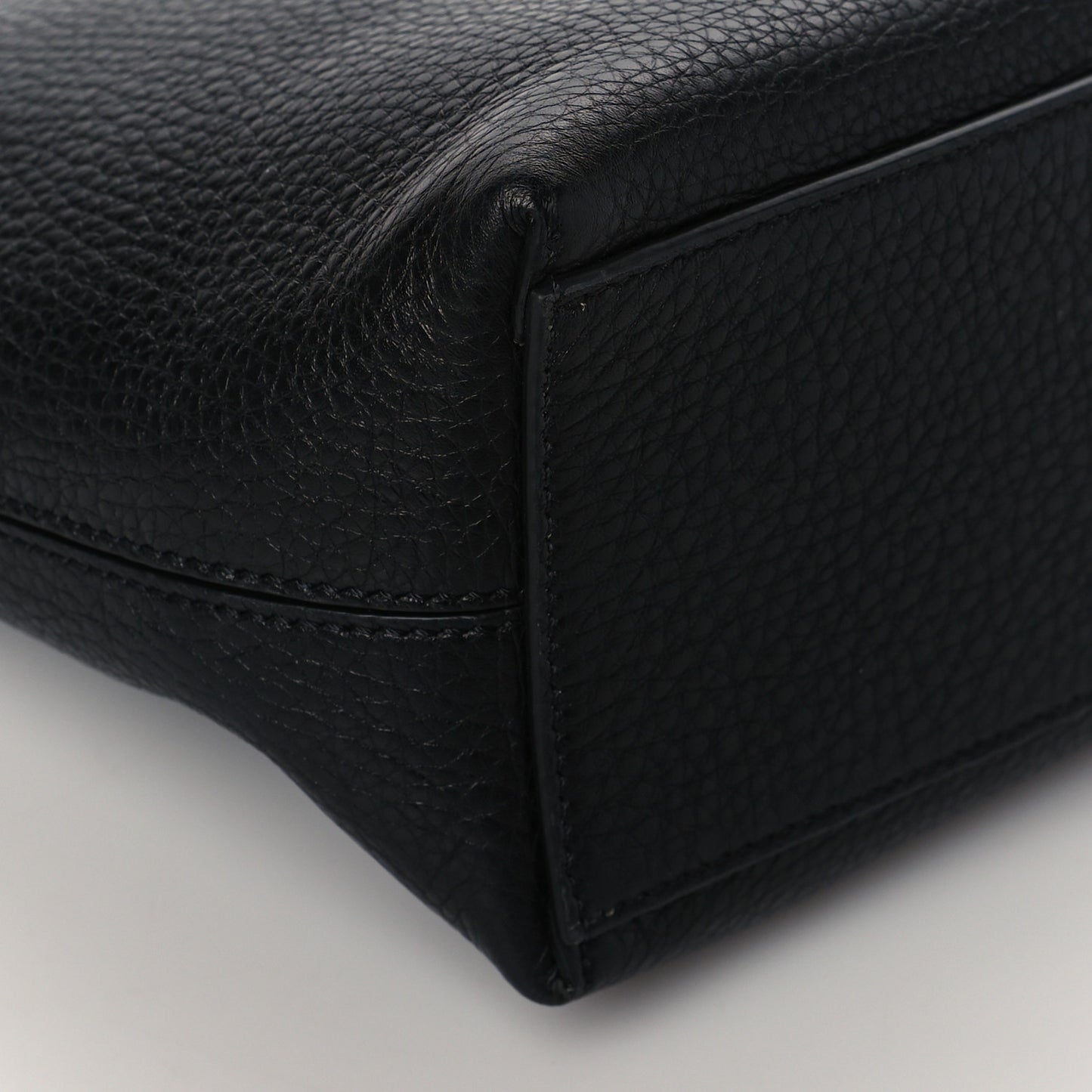 Grained Calfskin Small Rockstud Shoulder Tote Black