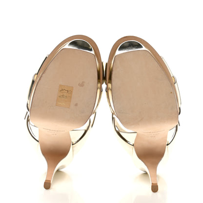 Saint Laurent Metallic Calfskin Tribute 105 Platform Sandals 37 Gold 5 of 9