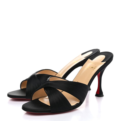 Christian Louboutin Crepe Satin Nicol Is Back 85 Slide Sandals 39.5 Black 3 of 8