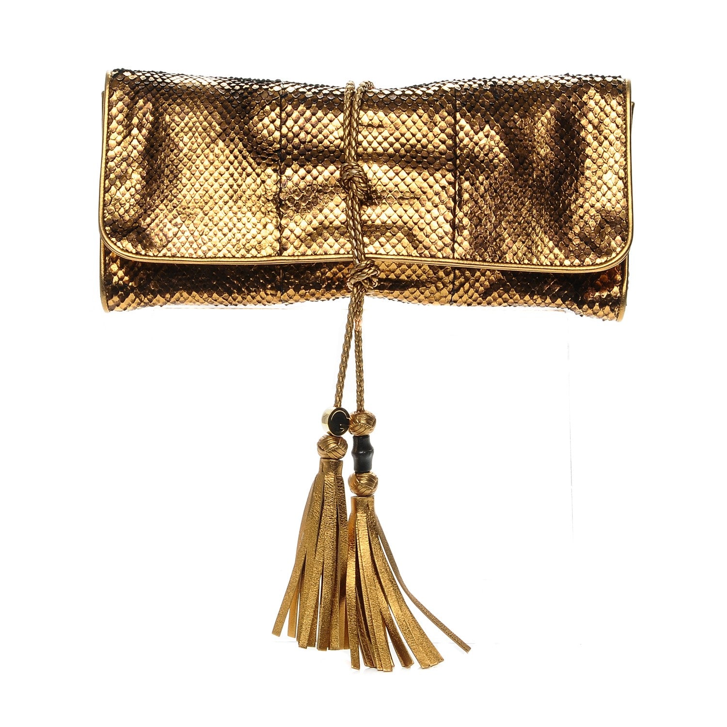 Gucci Metallic Python Malika Clutch Gold 1 of 7