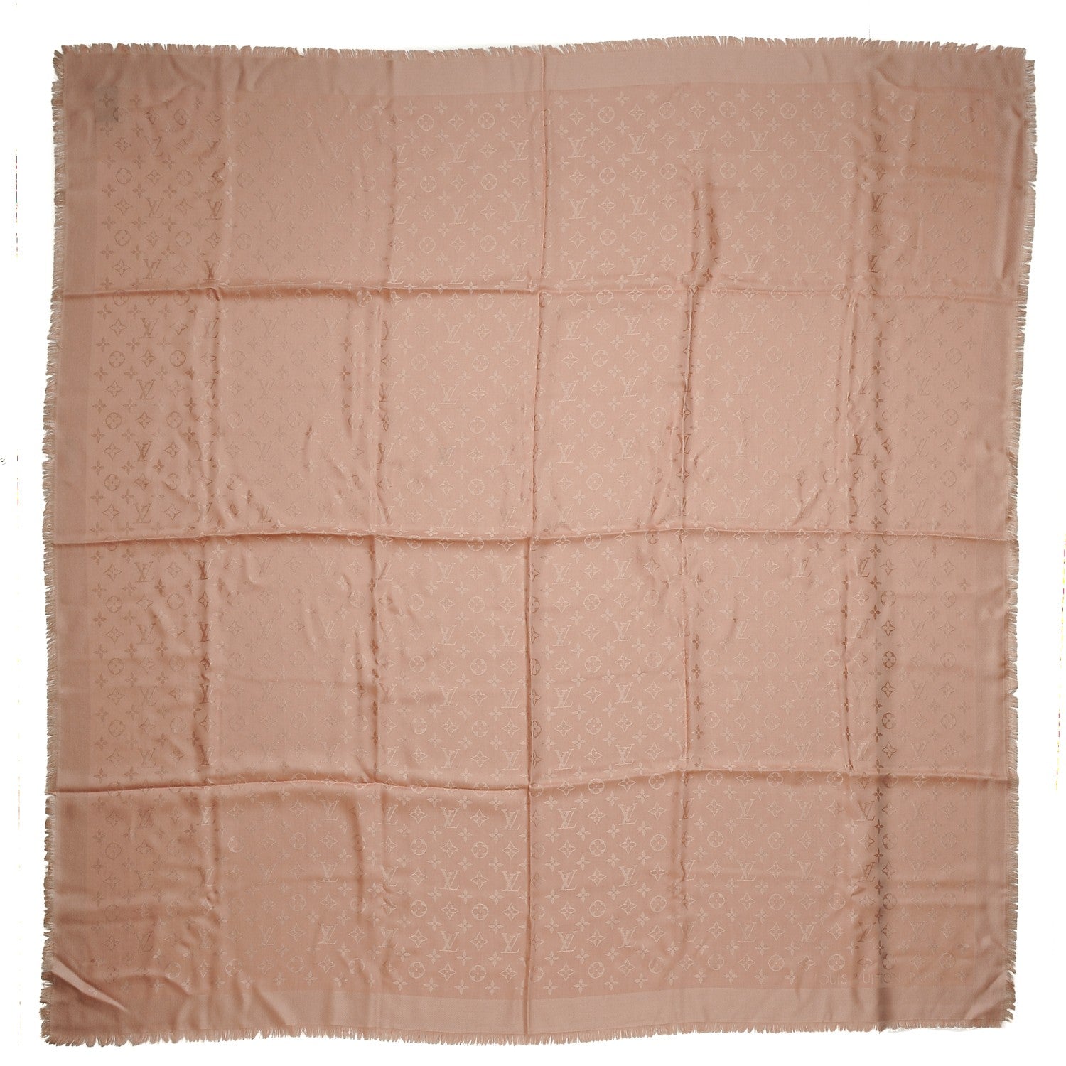 Louis Vuitton Silk Wool Monogram Shawl Natural 1 of 4
