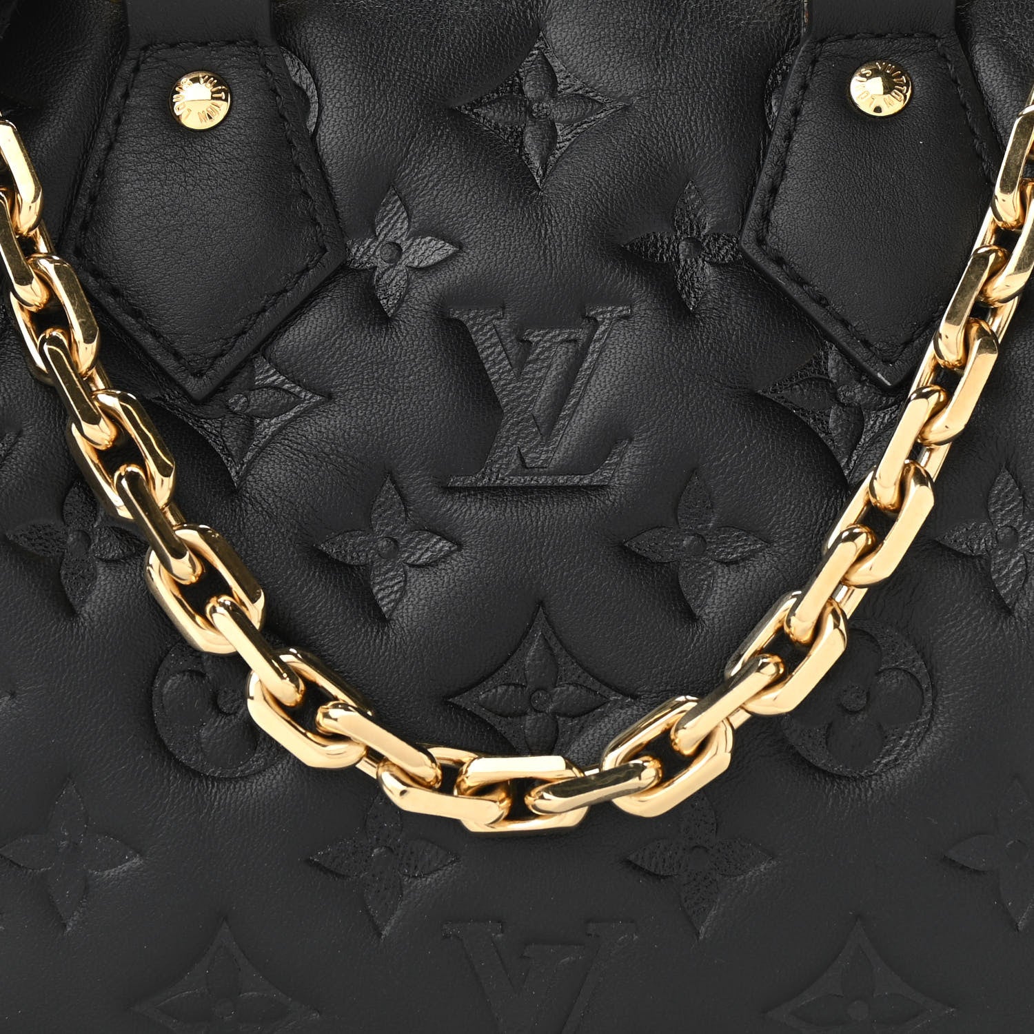Louis Vuitton Lambskin Embossed Monogram Speedy 22 Bandouliere Black 7 of 9