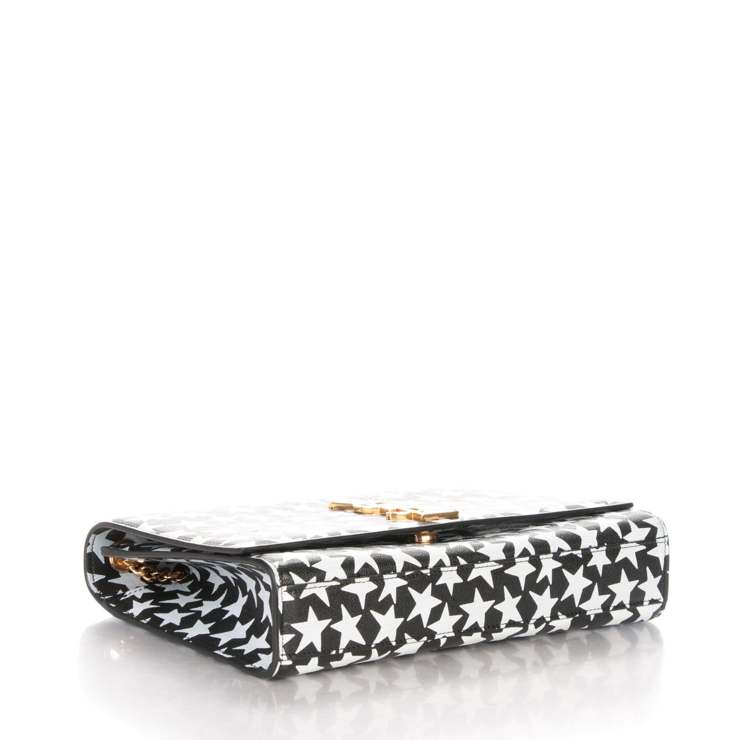 Lambskin Medium Star Print Monogram Kate Satchel Black White