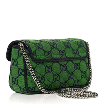 Gucci Monogram Multicolor Matelasse Diagonal Super Mini GG Marmont Shoulder Bag Green Blue 3 of 11