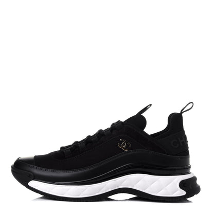 Chanel Velvet Calfskin Mixed Fibers CC Sneakers 38.5 Black 1 of 11