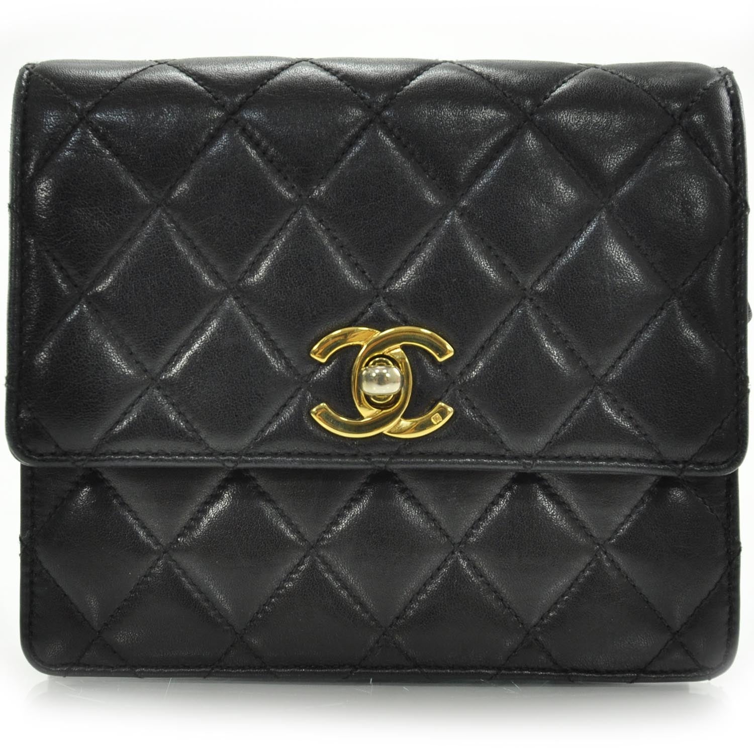 Chanel Lambskin Quilted Flap Belt Black 1 of 9