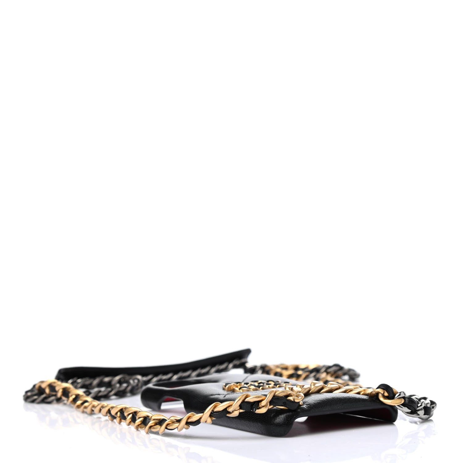 Chanel Shiny Goatskin Quilted 19 iPhone XI Pro Holder With Chain Black 3 of 4