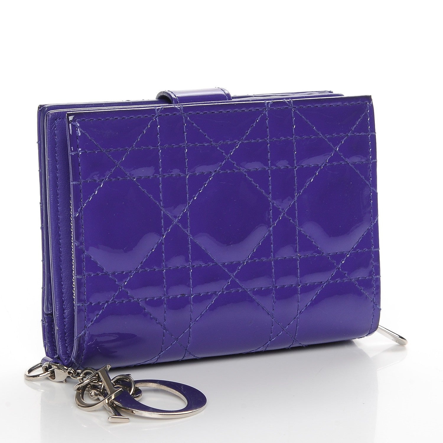 Christian Dior Patent Cannage Lady Dior Eden Wallet Purple 3 of 9