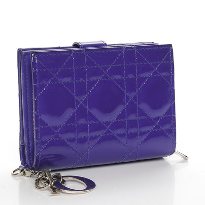 Christian Dior Patent Cannage Lady Dior Eden Wallet Purple 3 of 9