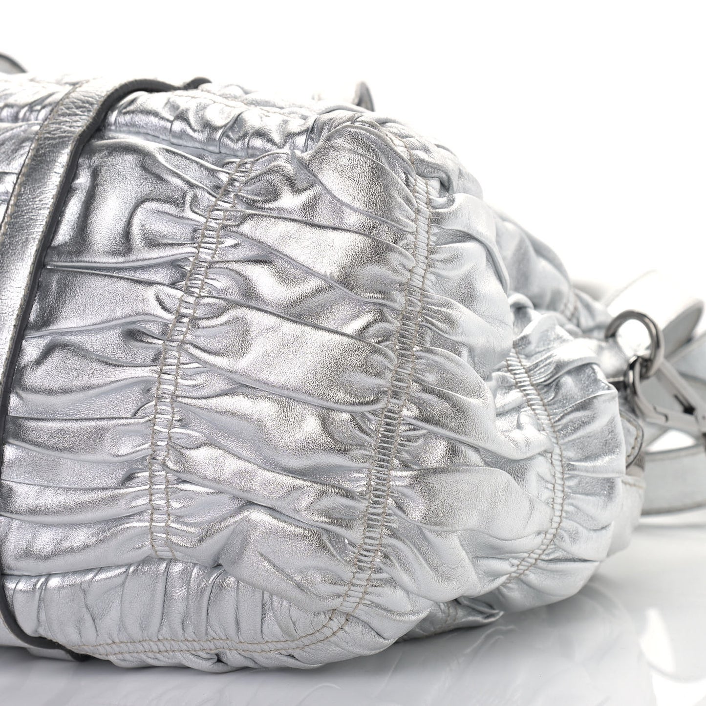 Nappa Gaufre Dome Satchel Silver