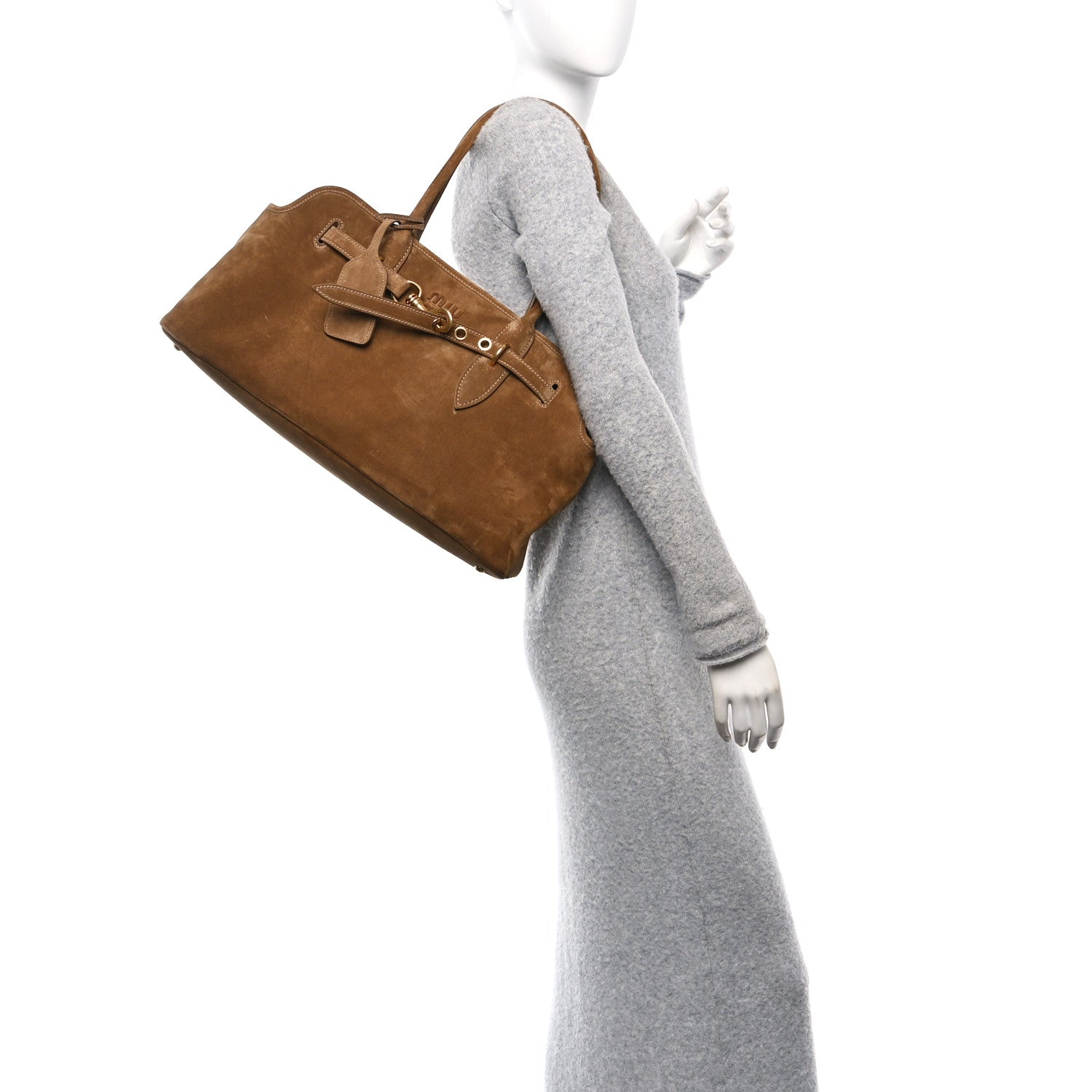 Miu Miu Camoscio Large Aventure Bag Olive Green 2 of 11
