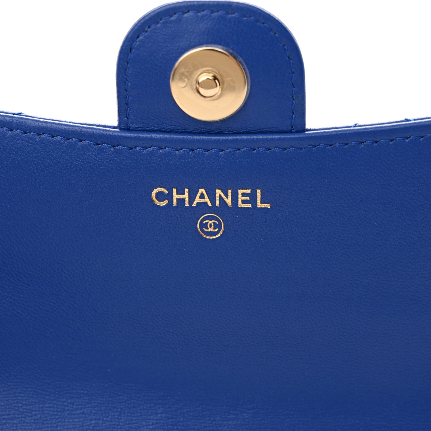 Chanel Lambskin Quilted Flap Phone Holder With Chain Blue 7 of 13