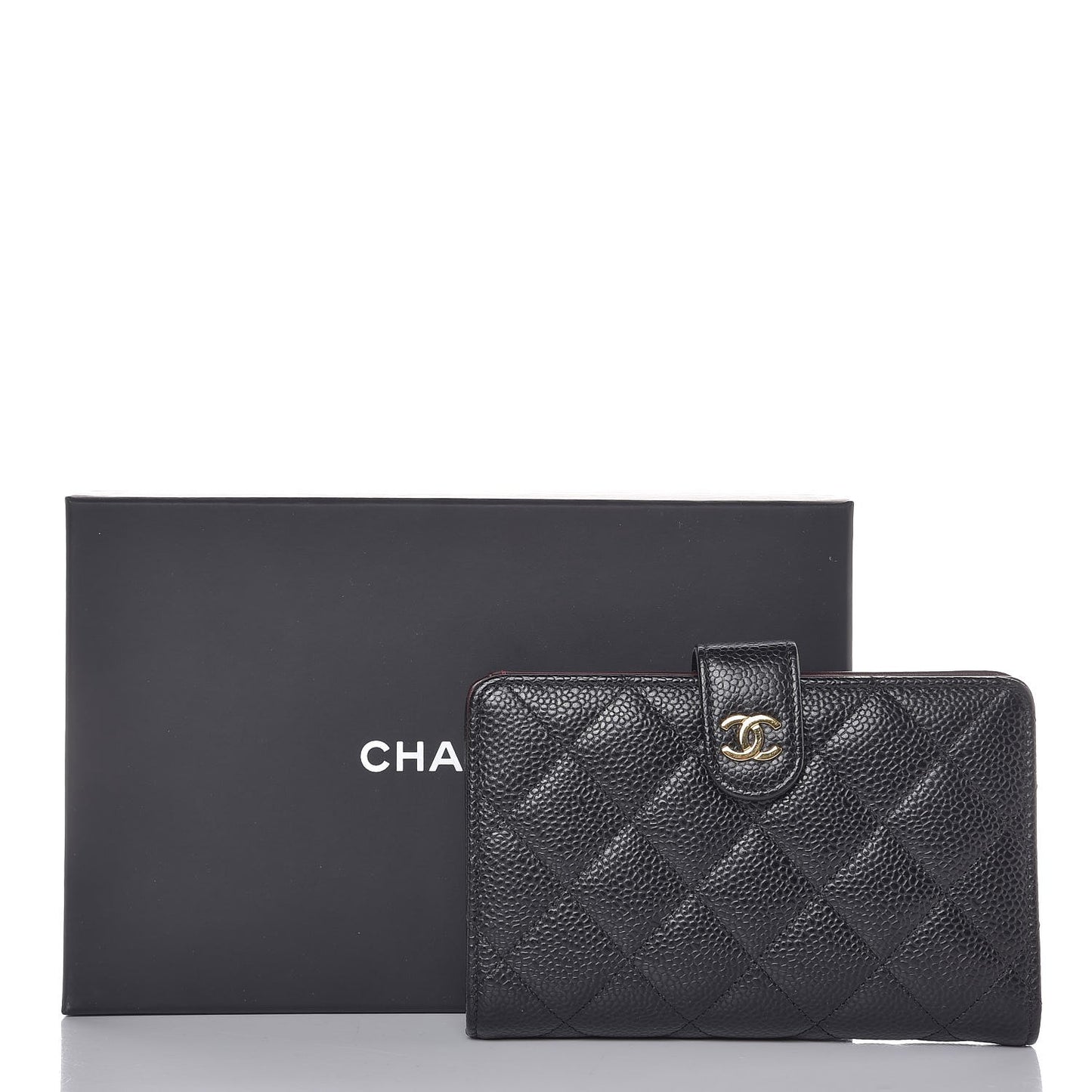 Caviar Quilted Zipped Pocket Wallet Black