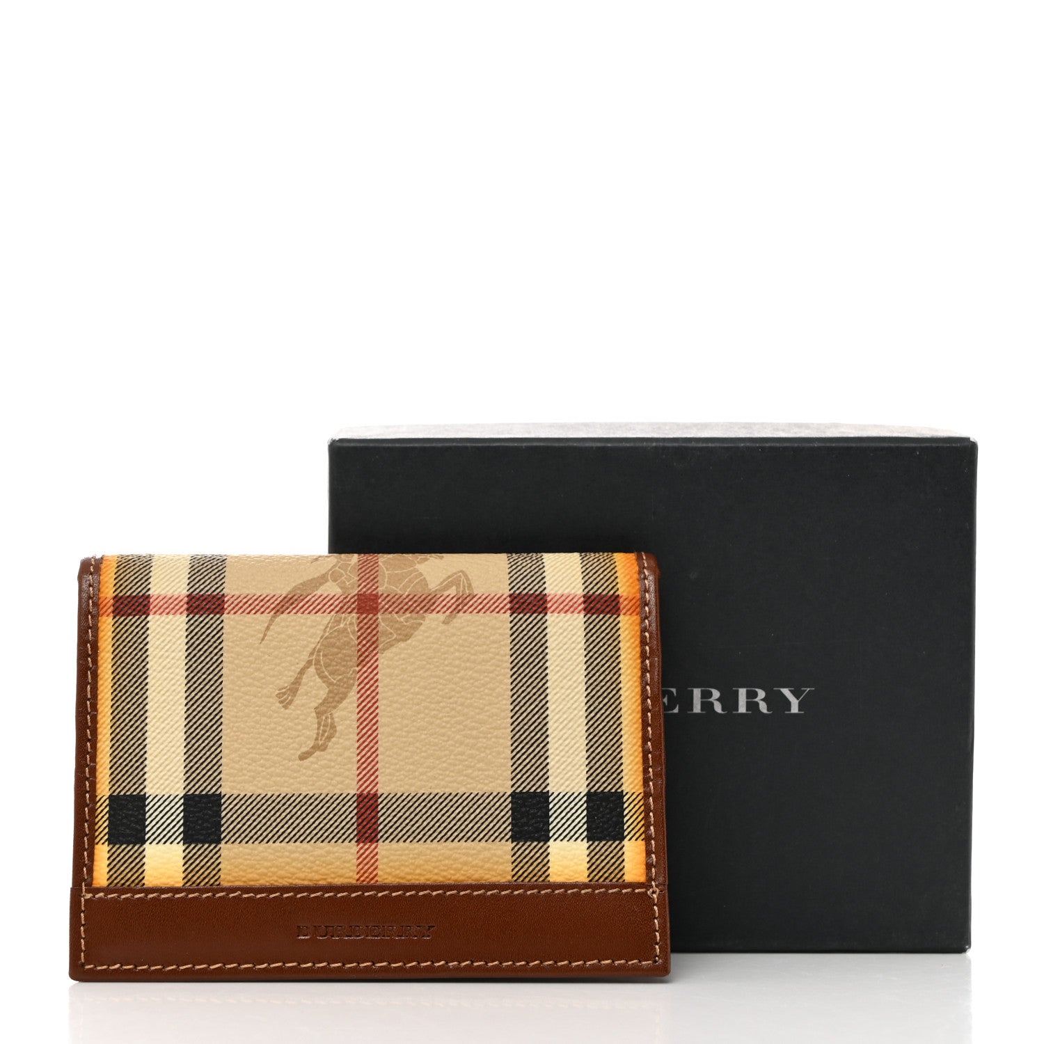 Burberry Haymarket Check Calfskin Card Case Tan 3 of 9