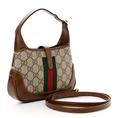 Gucci GG Supreme Monogram Azalea Calfskin Web Mini Jackie 1961 Hobo Beige Ebony Brown Sugar 10 of 12