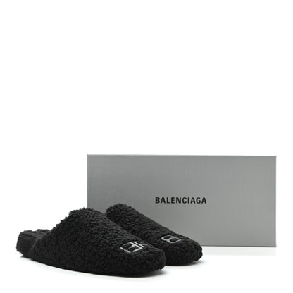 Balenciaga Faux Shearling Cosy BB Mules 37.5 Black 7 of 7
