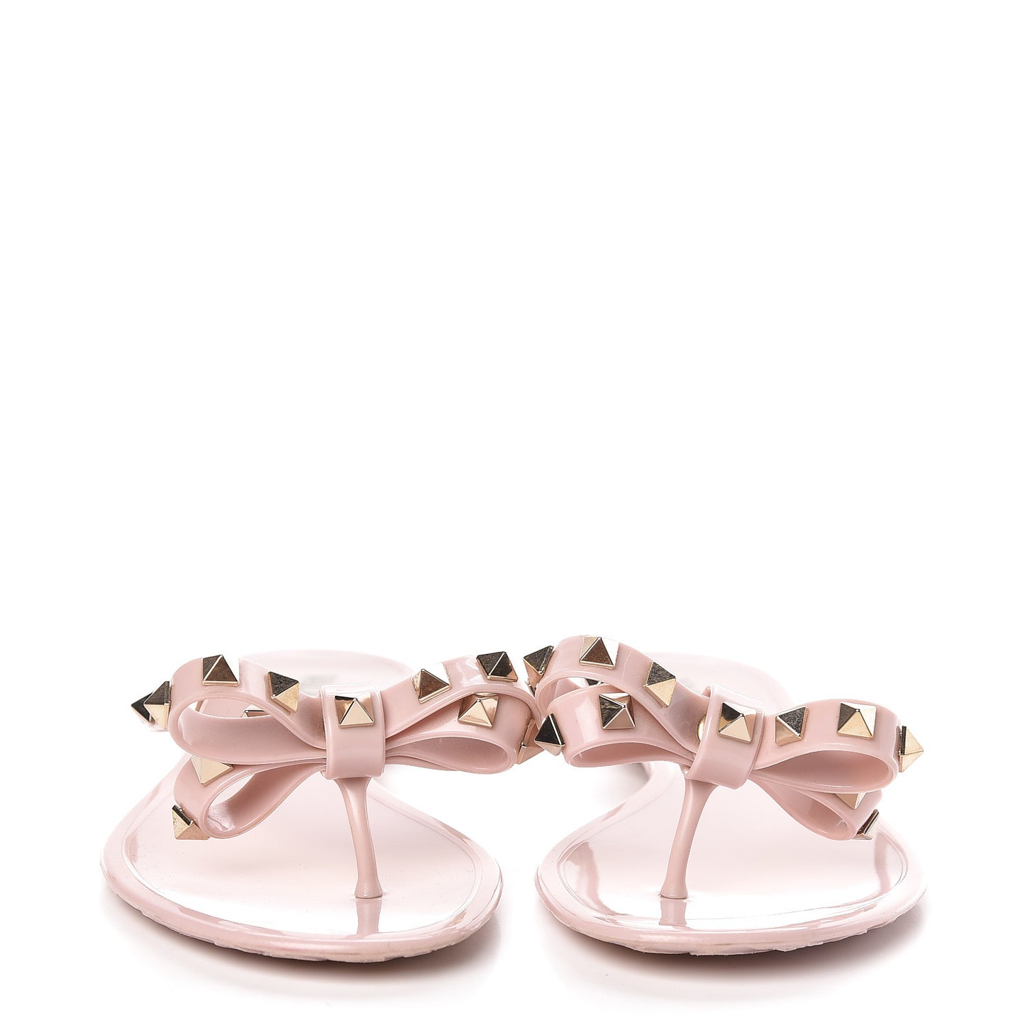 PVC Jelly Rockstud Bow Thong Sandals Water Rose