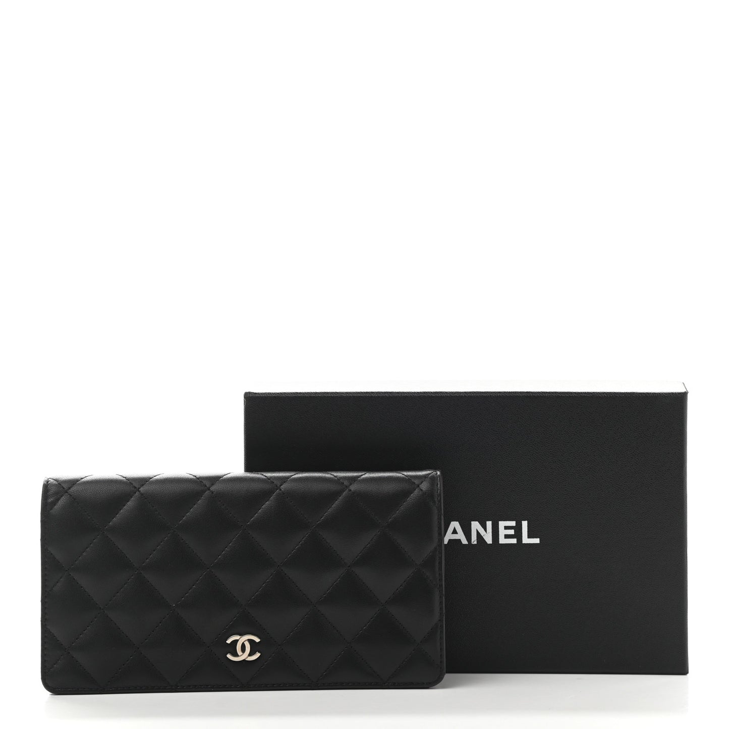 Lambskin Quilted Yen Wallet Black