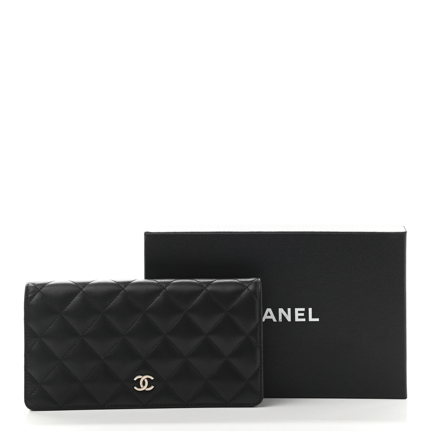 Chanel Lambskin Quilted Yen Wallet Black 9 of 9