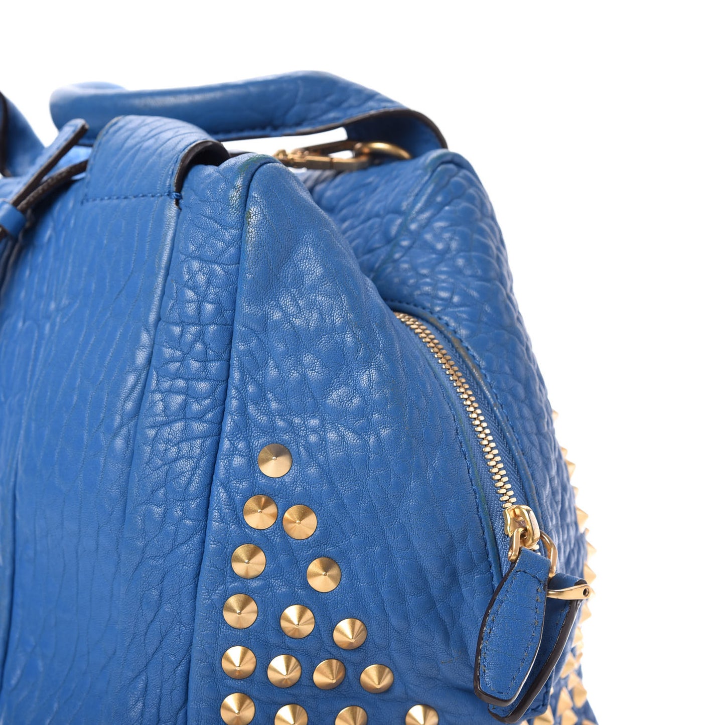 Lambskin Studded Shoulder Bag Blue