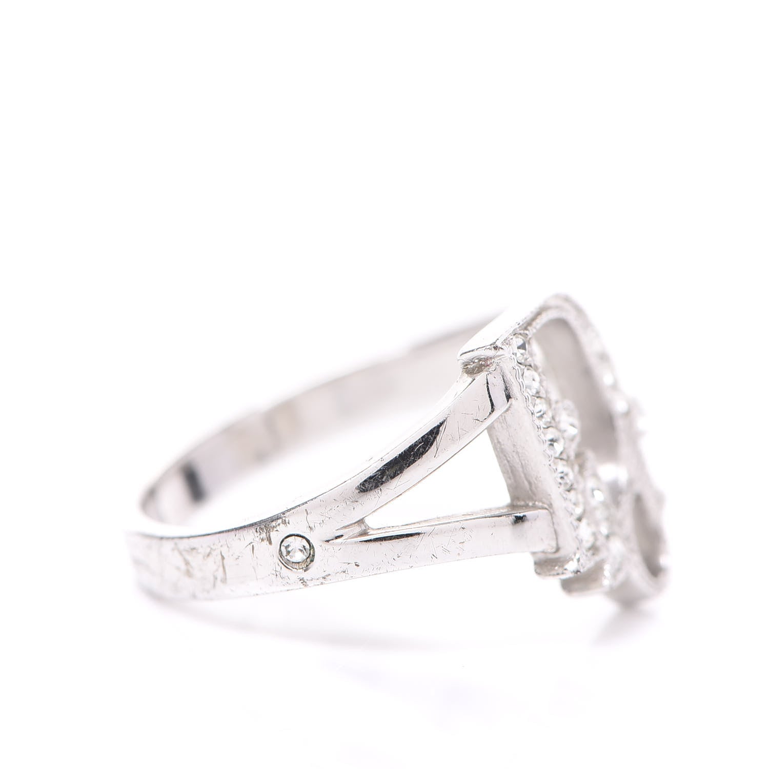 Christian Dior Crystal Logo Ring 5 Silver 4 of 6