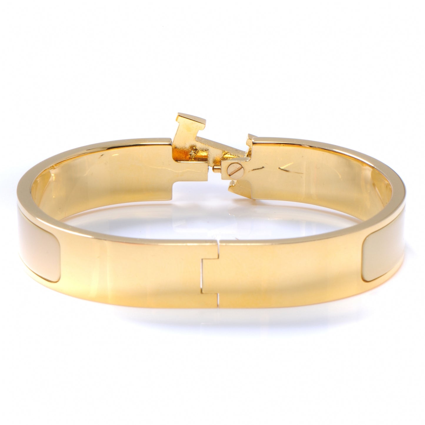 Enamel Narrow Clic Clac H Bracelet PM Marron Glace