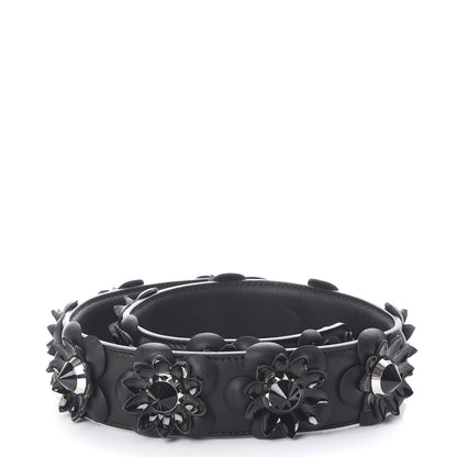 Fendi Vitello Dolce Nappa Patent Flowerland Studded Strap You Black 2 of 6