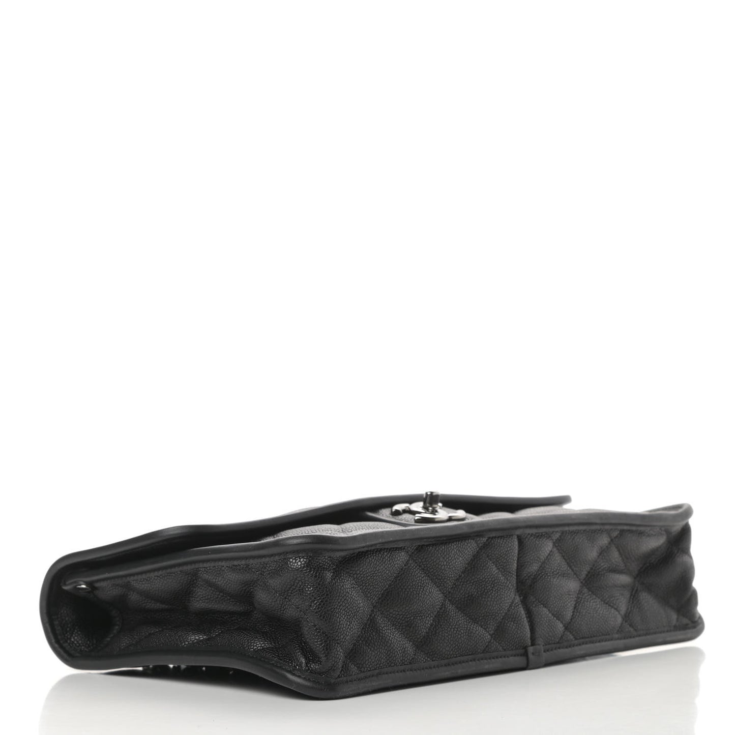 Caviar Quilted Large French Riviera Flap Black