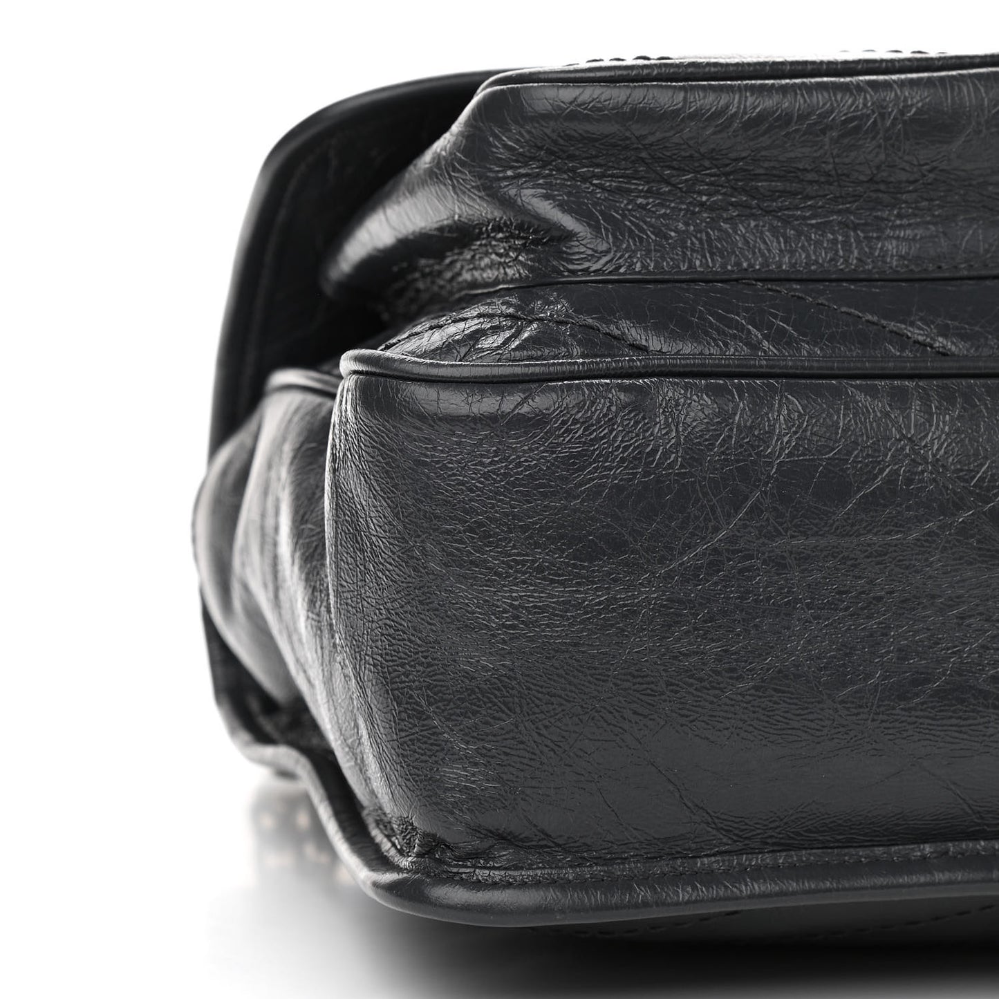 Crinkled Calfskin Matelasse Monogram Medium Niki Chain Satchel Dark Smog