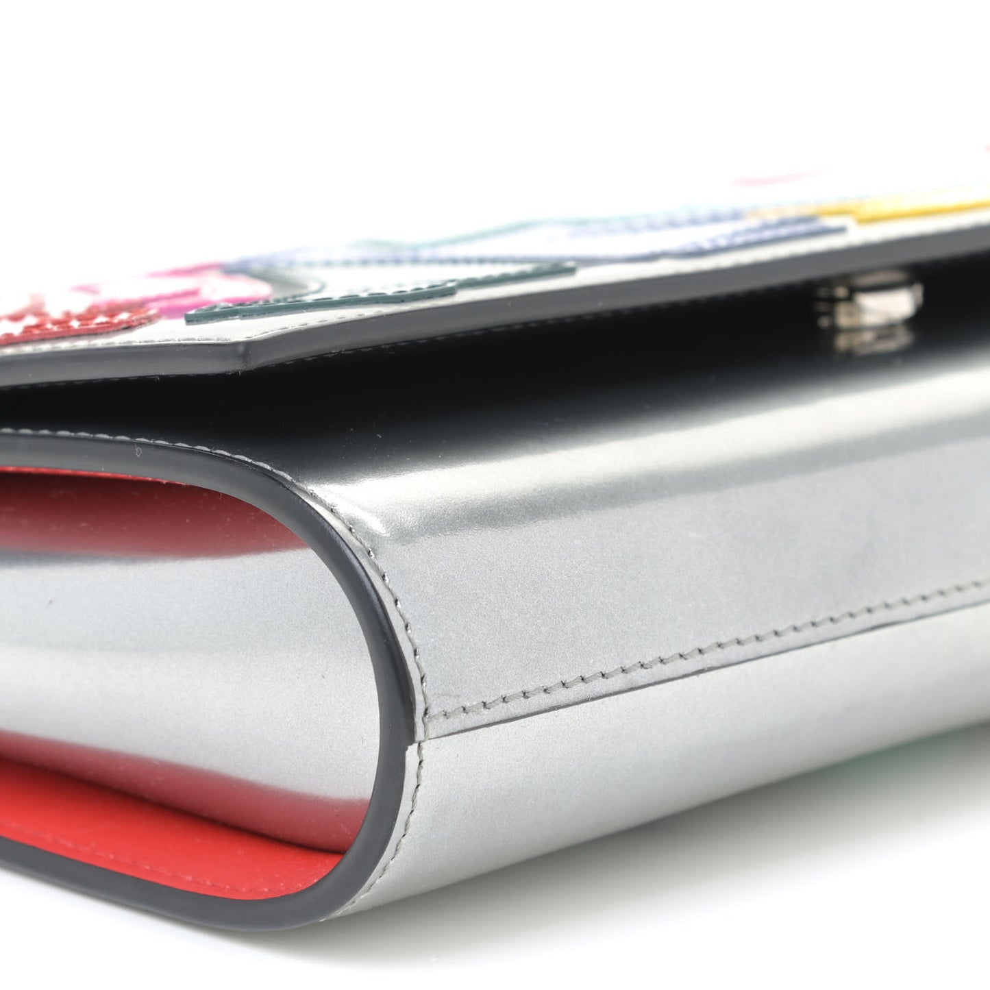 Metallic Patent Paloma Clutch Silver Multicolor