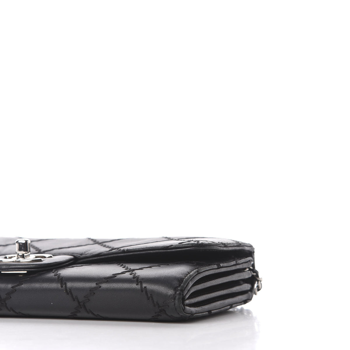 Lambskin Ultimate Stitch Clutch Flap Black