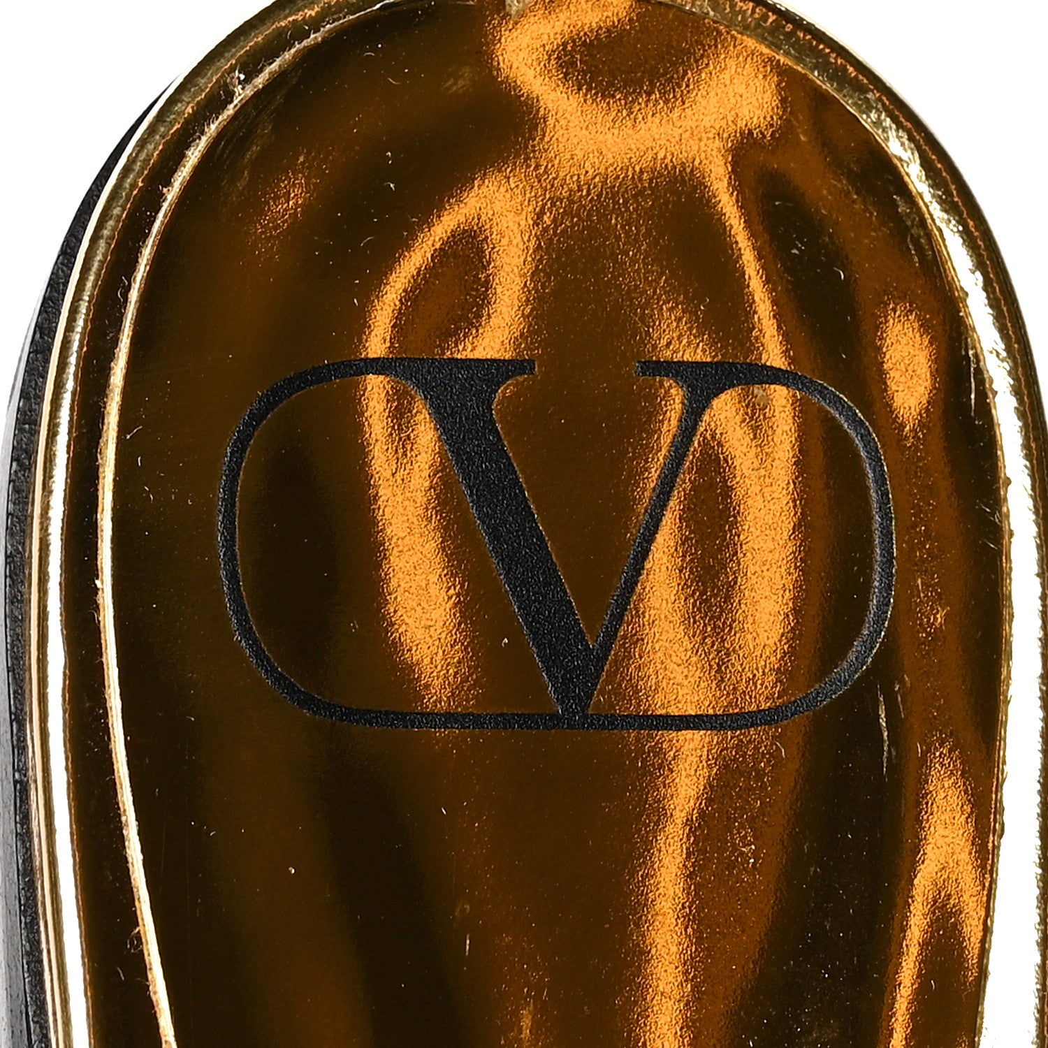 Valentino Garavani Metallic Patent Roman Stud Ankle Strap Flat Mules 38 Antique Brass 8 of 8