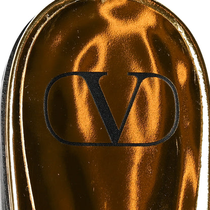Valentino Garavani Metallic Patent Roman Stud Ankle Strap Flat Mules 38 Antique Brass 8 of 8