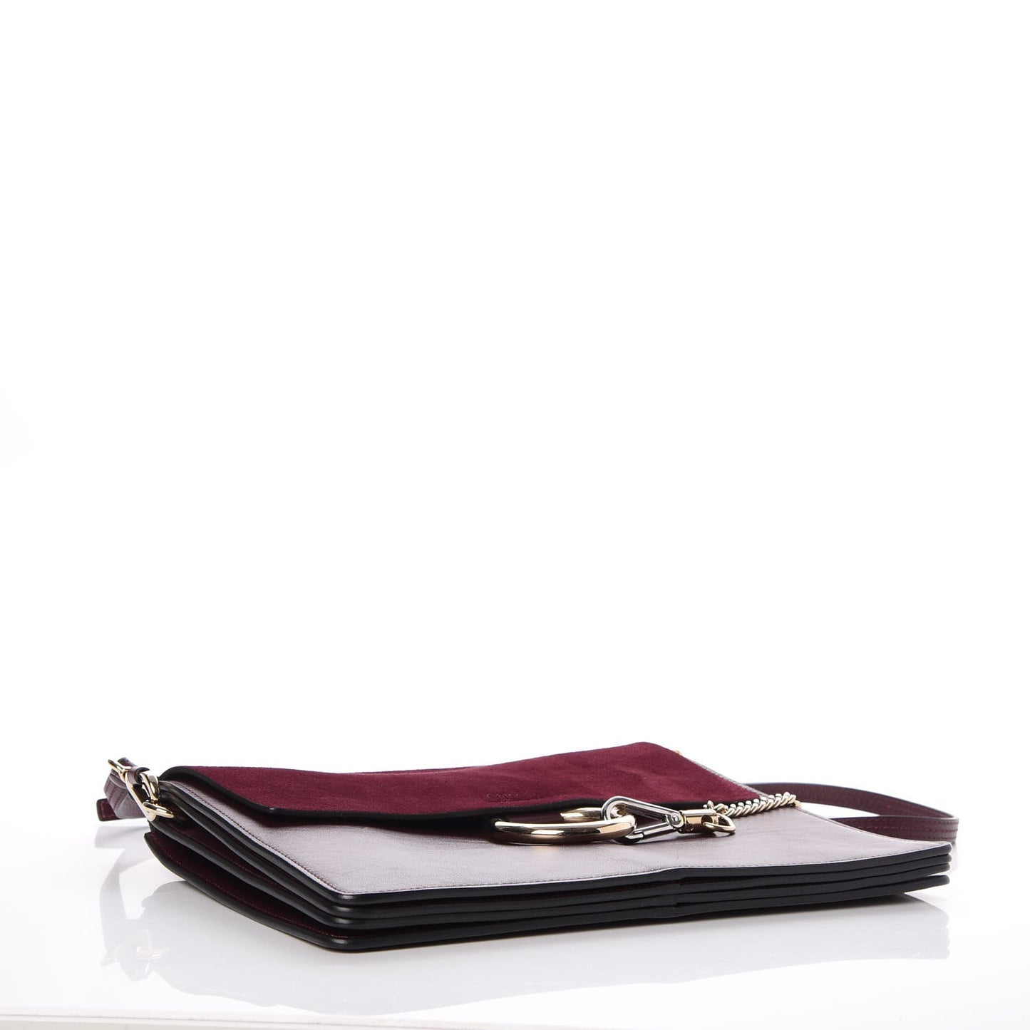 Suede Calfskin Medium Faye Shoulder Bag Dark Purple