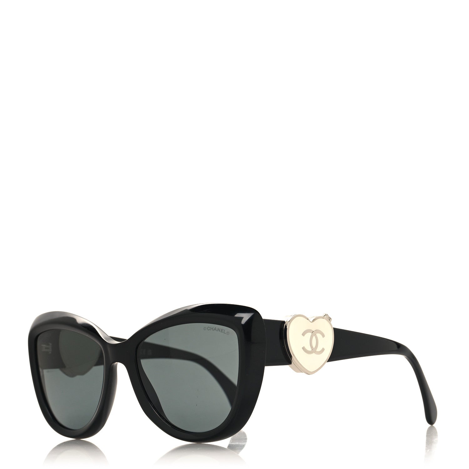 Chanel Acetate Enamel Heart Butterfly Sunglasses 5517 Black 1 of 9