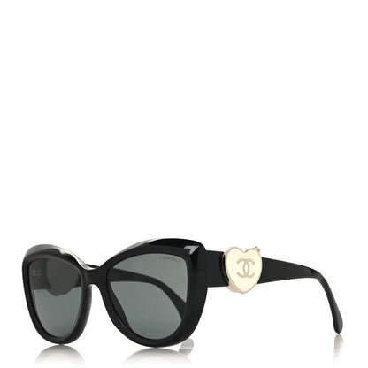 Chanel Acetate Enamel Heart Butterfly Sunglasses 5517 Black 1 of 9