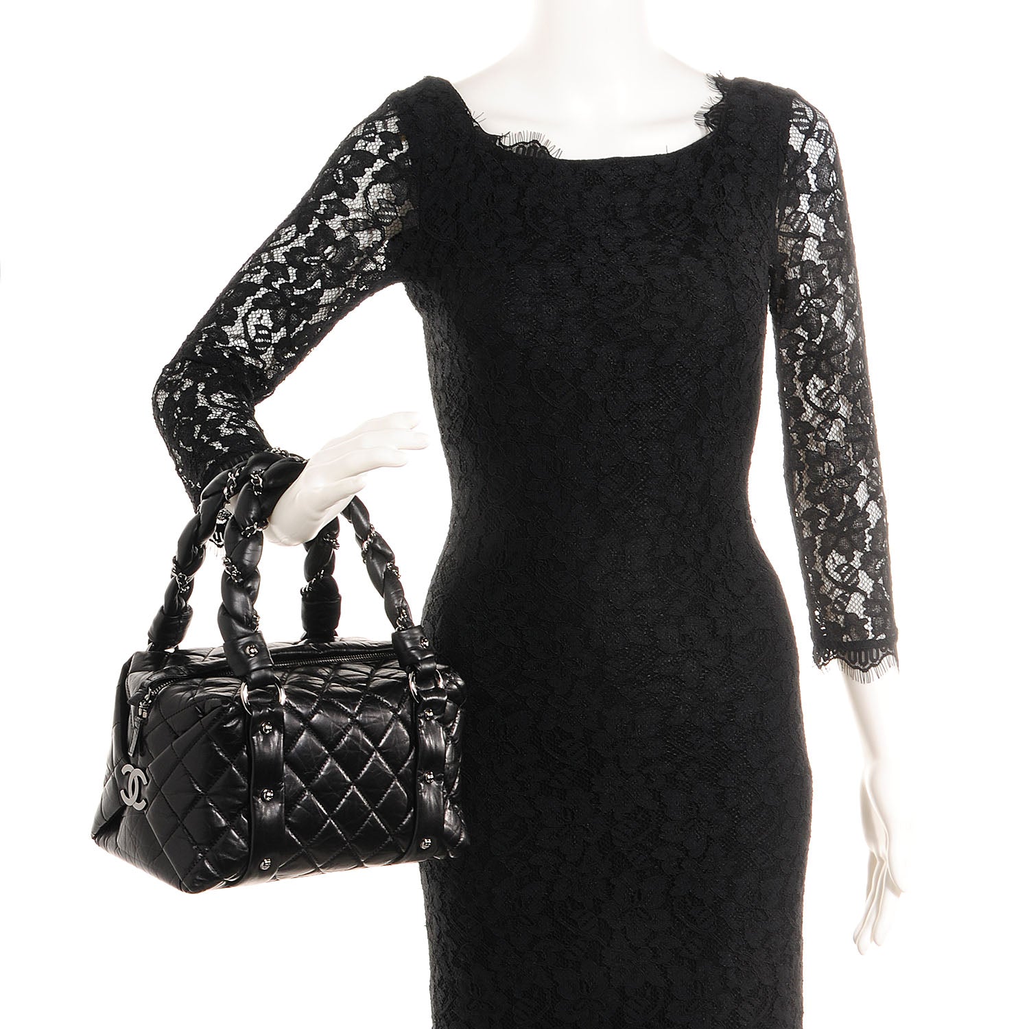 Chanel Distressed Lambskin Lady Braid Small Tote Black 2 of 9