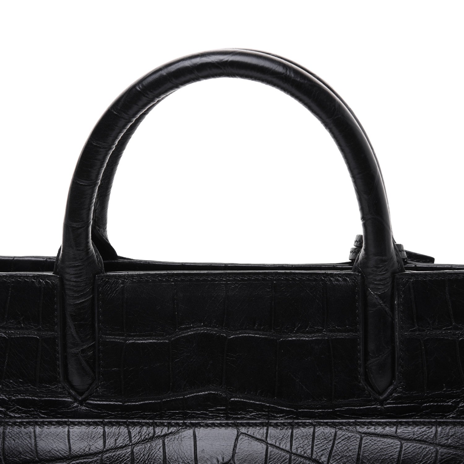 Saint Laurent Calfskin Crocodile Embossed Small Cabas Rive Gauche Black 20 of 27