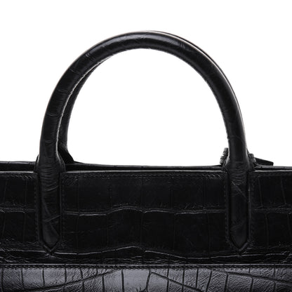 Saint Laurent Calfskin Crocodile Embossed Small Cabas Rive Gauche Black 20 of 27