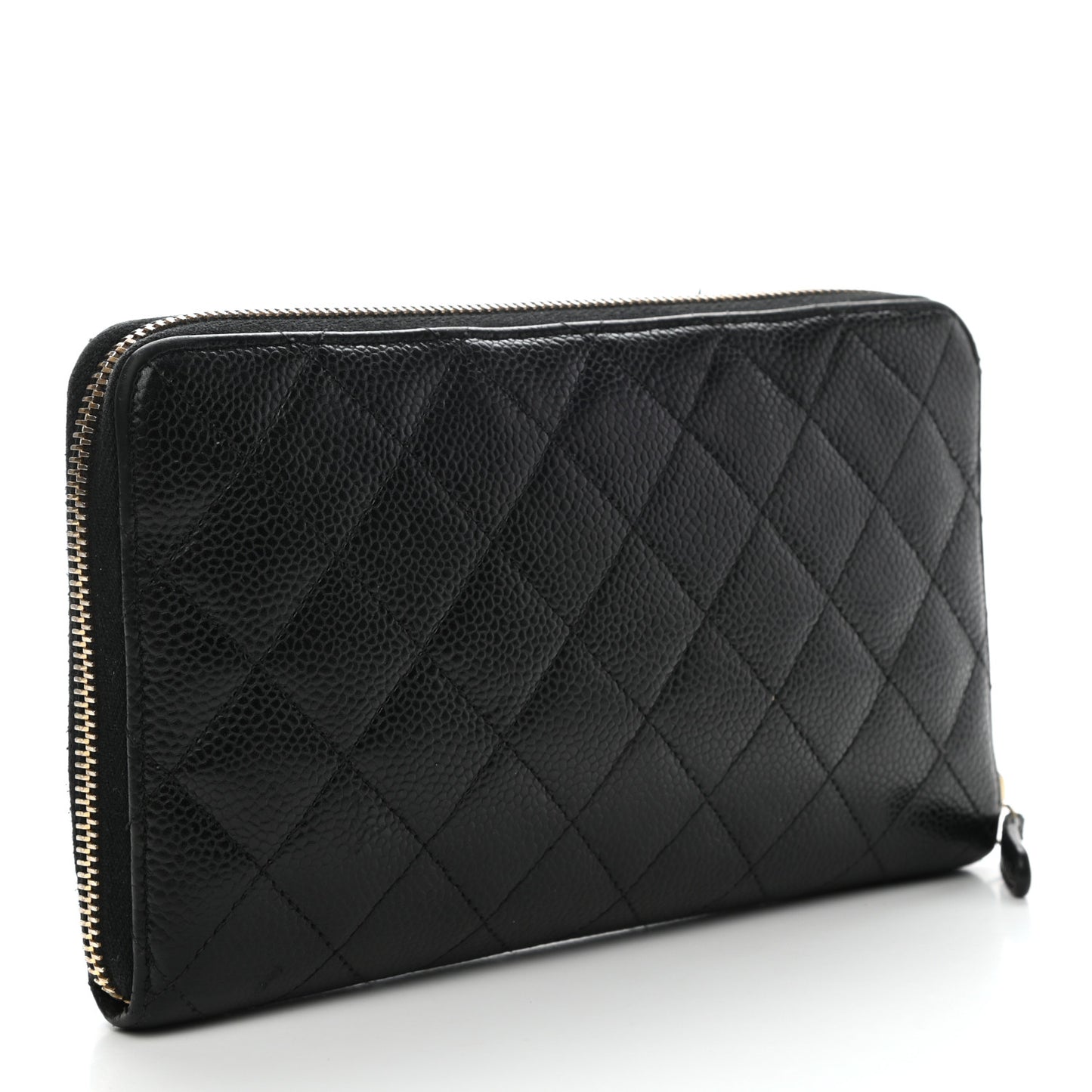 Caviar Quilted Large Zip Around Organizer Wallet Black