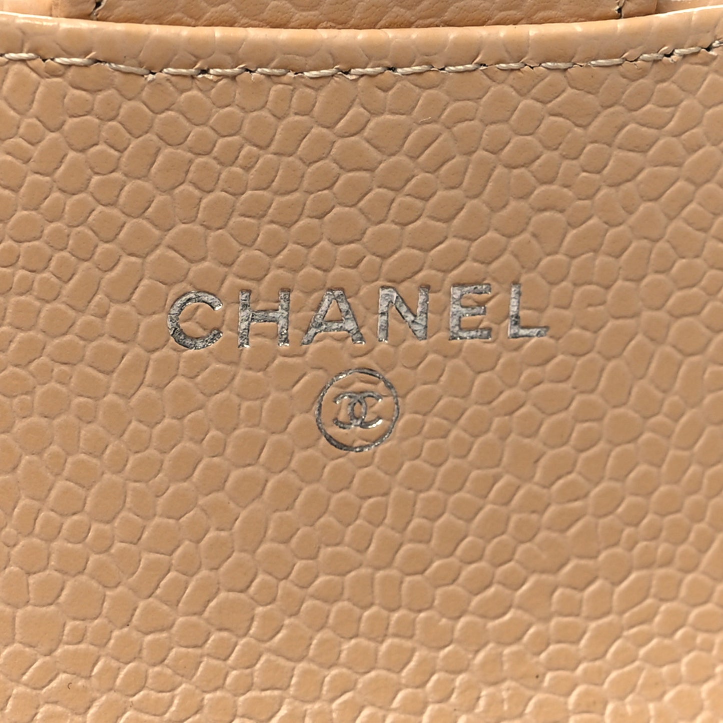 Caviar Quilted Flap Card Holder Wallet Beige